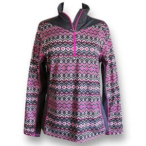 Icepeak Womens Caspian Bse Layer Top Sz XXL Gray Pink 1/4 Tip Pullover Shirt